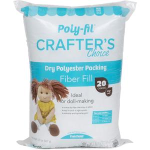 Fairfield Poly-Fil Crafters Choice, Dry Polyester Packing Fiber Fill, Stuffing for Stuffed Animals, Toys, Dolls, and More, Machine-Washable Poly-Fil Fiber Fill, 20-ounce Bag