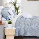 Southshore Fine Living, Inc. Oversized 6-Piece Quilt Queen Bedding Set Lightweight Fabric Soft with one Quilt Bedspread, Two Matching Shams and Three Throw Pillows, Full/Queen, Pure Melody Aqua