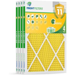 TRIGHTFILTERS 20x30x1 Air Filter 4 Pack, MERV 11 Dust & Pet Dander Defense