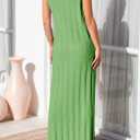 Fisoew Women Summer Sleeveless Maxi Dress Scoop Neck Ribbed Knit Tank Dress | Maternity, Sweater Dress, Cozy Fabric, Loose Fit, Long Dress, Round Neck, Going Out, Pregnancy (M)
