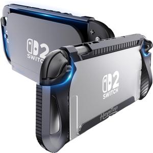 HEYSTOP Switch 2 Case Compatible with Nintendo Switch 2 Dockable Case Cover, Switch 2 Protective TPU Cover with Screen Protector and 6 Thumb Grips, HD Tempered Glass, Shock Absorption and Anti-Scratch