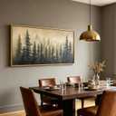 Framed Large Misty Forest Landscape Canvas Wall Art Green Pine Tree and Foggy Mountains Scenery Picture Wall Decor Abstract Nature Woodland Poster Oil Painting Print Artwork for Living Room Bedroom Office, 48"L x 24"W