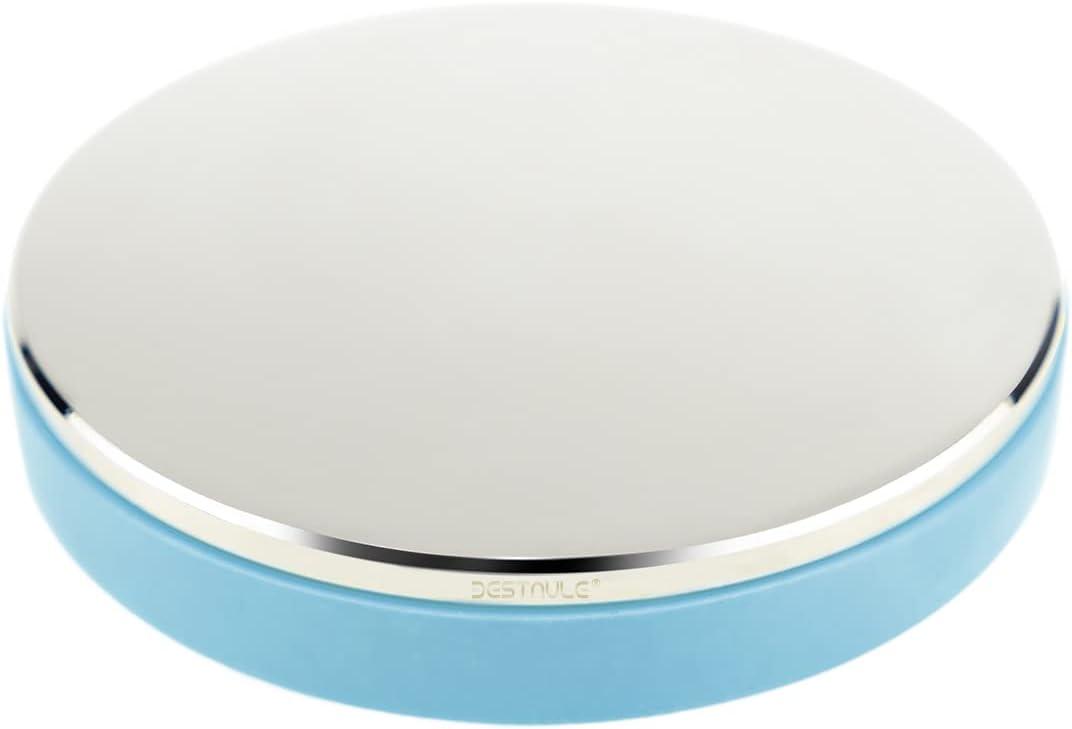 2 x BESTNULE Professional Steel Bench Block, Covered with TPR Soft Plastic at The Bottom, Metal Stamping Table Mirror, Polishing with Chrome Plating for Jewelry Stamping Tools, (Dia: 3, H: 19/32) (blue)