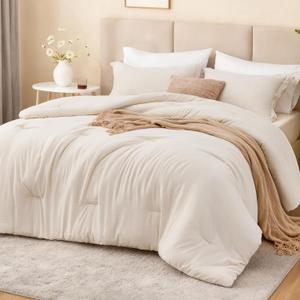 Love's cabin Beige Full Comforter Set, 3-Piece Prewashed Bed Set with 1 Comforter (79 x 90 in) & 2 Pillowcases, Lightweight & Breathable for All Seasons | Soft, Breathable, Lightweight, Comfortable