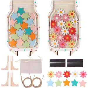 2 Pack Magnetic Reward Jar for Kids, Good Behavior Rewards Jar for Classroom Home, Potty Training Rewards Home Training for Boys Girls, Star and Flower Jar Reward System, Christmas Kids Gift