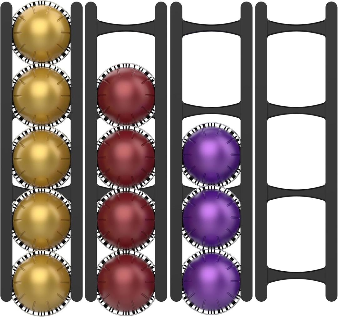 Coffee Pod Holder Compatible with Nespresso VertuoLine Capsules 20-Pod Space-Saving Organizer for Wall, Cabinet, or Under-Counter Mount, Black