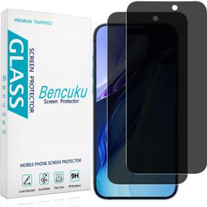 Bencuku (2 Pack) Privacy Screen Protector for iPhone 17 Pro 6.3 Inch Anti Spy Tempered Glass, Anti Scratch, Bubble Free