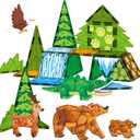 Oriate Magnet Jungle Animals Magnetic Tiles Blocks, 30pcs Magnetic Tiles for Kids, Movable Joint Forest Animals Suitable Magnetic Building Magnet Tiles, Educational Construction Travel Toy
