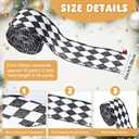 3 Rolls 30 Yard 2 Inch Christmas Black White Harlequin Ribbon Checkered Wired Ribbon Decorative for Xmas Fall Tree Wrapping Wreath Bouquet Crafts (Glitter Style)