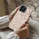 for iPhone 15 Pro Case Cute Wireless Charging Compatible Dual-Layer Shockproof Protection with Stylish Wildflower Design Protective Cover for Women - Beige Botanical Floral