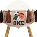 All Star Sport Balls One High Chair Tassel Banner - Basketball/Football/Baseball/Soccer Themed 1st Birthday Highchair Banner,Boys Balls First/1st Birthday Highchair decorations,