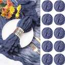 Cindeer Rustic Boho Dinner Napkins - Set of 20 Gauze Cheesecloth Napkins, Decorative Wrinkled Cloth Napkins, Dusty Blue (19.7 x 19.7 inches)