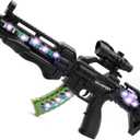 Zanktony Light Up Toy Gun with Sound Effects for Kids, Unique Barrel Telescopic Action, Baby Toy Guns Make Noise, Christmas Halloween Birthday Gifts for Boys Girls (Batteries Not Included)