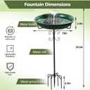 Solar Fountain Bird Bath for Outside Garden Decor,All Metal Hummingbird Bath & Feeder with 5-Prong Base,Standing Bird Feeder for Backyard Birding & Wildlife,Copper Green