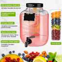 Lallisa 2 Pcs 2 Gallon Glass Drink Dispenser with Stand Ice Cylinder Hanging Chalkboard Signs 18/8 Stainless Steel Spigot Beverage Dispensers for Parties Mason Jar Drink Lemonade (Black Spigot)