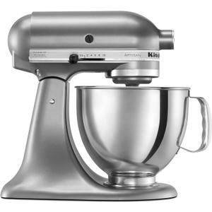 KitchenAid Artisan Series 5 Quart Tilt Head Stand Mixer with Pouring Shield KSM150PS, Contour Silver, Zinc (Onyx Black)