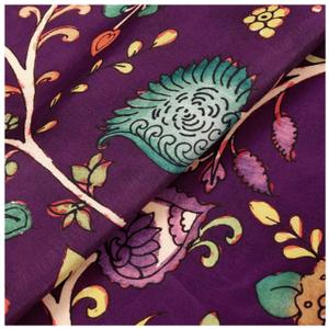 Premium Bohemian Floral Faux Silk Fabric by The Yard | Lightweight Ethnic Indian Print (Kalamkari Style) for Sewing, Dressmaking, Crafts & Home Dcor (3 Yard pre Cut, Kalamkari Pattern 6)