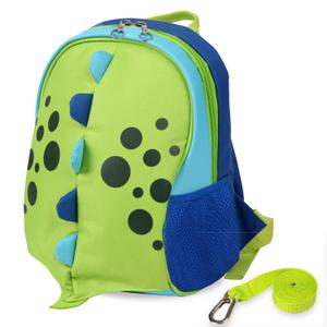 yodo Kids Insulated Toddler Backpack with Leash Safety Harness Lunch Bag (Green Dinosaur)