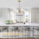Bagood 8-Light Globe Sputnik Chandelier Gold Mid Century Modern Light Fixture Brushed Brass Finished with White Frosted Globe Glass Lampshade Sputnik Chandeliers for Dining Room Kitchen Island Bedroom, 8-Light, 35.4", 2-Tier