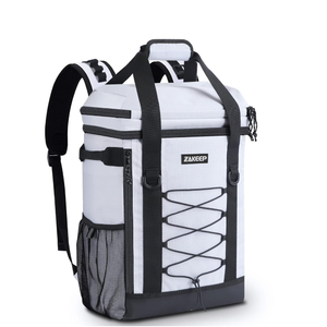 Cooler Backpack, 36 Cans Multifunctional Leakproof Cooler Backpack with Padded Top Handle, Mesh Pocket for Camping BBQ (White & Black)