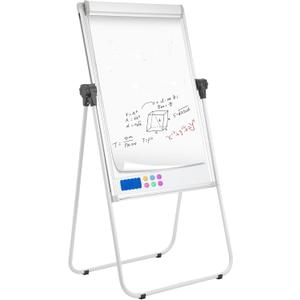 U-Stand Magnetic Whiteboard Easel 36 x 24 Inch, Double Sided Dry Erase Board with Flipchart Paper Pad (25 Sheets)- Height Adjustable Standing Whiteboard for Modern Home Office, Homeschool & Studio