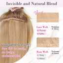 REECHO Clip in Hair Extensions, 4PCS Blonde Hair Extensions 24" Thick Long Beach Waves Invisible Lace Weft Natural Soft Hairpieces for Women Natural Blonde