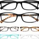 Gaoye Reading Glasses Men/Women, Eyeglasses, Blue Light Readers for Men/Women, Eye Glasses (Black, Leopard, Blue & Clear Mix)