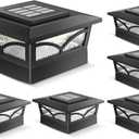 NIORSUN Solar Post Cap Lights Outdoor, 2 Modes LED, Deck Fence Post Solar Lights for 3.5x3.5 4x4 Caps Patio Garden Decoration, Warm White/Cool White Lighting Black 6 Pack