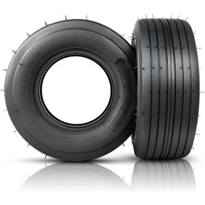 2Pcs 13x5.00-6 Tire - 13x5x6 Lawn Mower Tires for Riding Garden & Tractor, Straight Rib, Fits Grass Mud Hilly Terrain, 2PR
