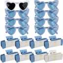 16pcs Bridesmaid Proposal Gifts 4.1inch square Bachelorette hair Claw Clip heart Sunglasses set of 16 Girls Trendy gift for Wedding Party Favors(16pcs White&Dusty Blue)