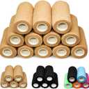 OZER 12 Pack 4 Inch x 5 Yards Self Adhesive Bandage Breathable Cohesive Bandage Wrap Rolls Elastic Self-Adherent Tape for Stretch Athletic, Sports, Wrist, Ankle (Tan)