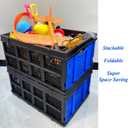 Collapsible Storage Crate 22L x 15W x 10.7H Inch - Foldable and Stackable Plastic Bin, 1.73 Cu Ft Folding Basket for Car Trailer Garage and Home,Pack of 1