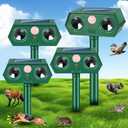 2025 Upgraded Solar Animal Repellent,4 Pack Ultrasonic Animal Repeller Outdoor with Motion Sensor,Deterrent Devices for Cat, Squirrel, Deer, Dog, Raccoon, Skunk, Rabbit Repellent for Yard Garden