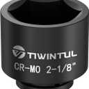 3/4 Inch Drive Impact Socket 2-1/8", Anti-Rounding 6-Point Design SAE Socket, Heat-Treated CR-MO, Black Phosphate Finish, Axle Nut Socket for Auto Repair, Easy Removal