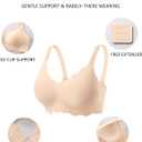 COCOMARTS Jelly Bras for Women No Underwire Scalloped Push Up Wireless Bralettes Seamless Soft Comfort Everyday Tshirt Bra (Beige, XXXL)