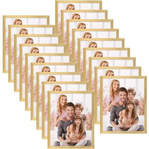 WIFTREY 8x10 Picture Frame Set of 18, Multi Photo Frames 8 by 10 Bulk for Wall Hanging or Tabletop Display, Gold
