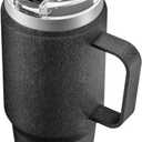 Meoky 32oz Tumbler with Handle, Stainless Steel Travel Mug with 2-in-1 Straw and Sip Lid, Vacuum Insulated Coffee Mug, 100% Leak Proof, Keeps Cold for 24 Hours or Hot for 8 Hours (Night)