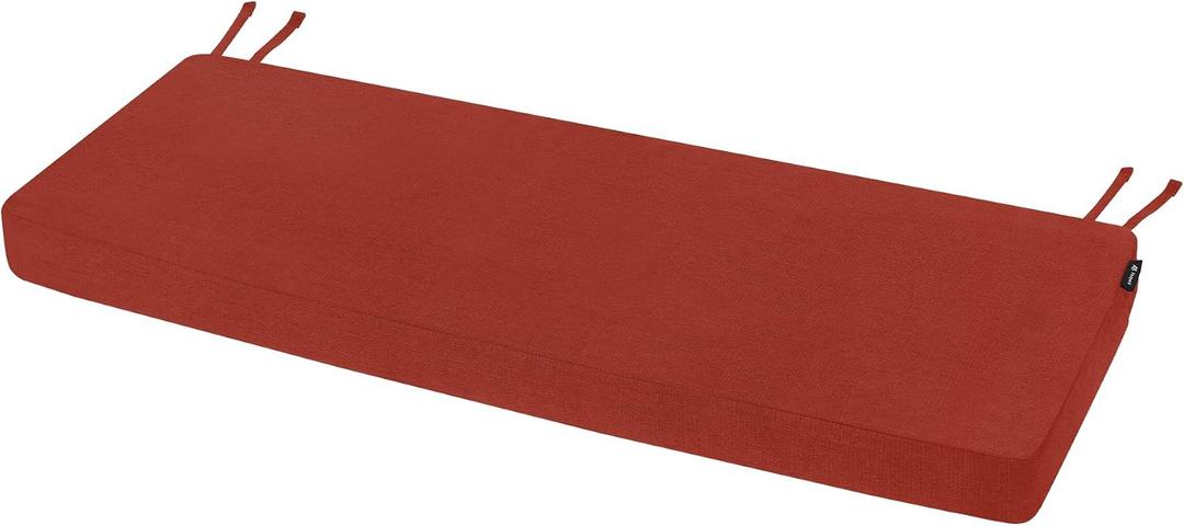 Favoyard Outdoor Bench Cushion 59 x 16 Inch Rainproof Patio Furniture Cushions 3-Year Color Fastness Garden Settee Porch Pads with Ties, Red