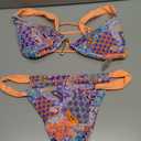 Women's 2 Piece Leopard Floral Bathing Suit Wireless Triangle Swimsuit High Waisted Bikini Sets (Large)