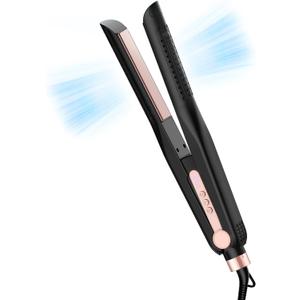 SKIMI Airflow Styler, Titanium Flat Iron Hair Straightener and Curling Iron with Cooling Air Vents to Lock in Style, 5 Temps, Dual Voltage, Auto Off
