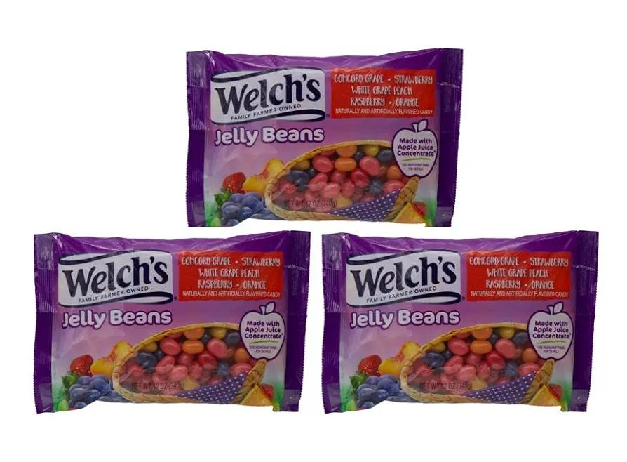 Welch's Assorted Fruit Flavored Jelly Beans, Pack of (3) 12 Ounce Bags, Snack Candy for Kids Girls Boys Teens Adults, by Frankford Candy, EXP 11/17/2025
