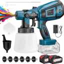 Paint Sprayer, 650W Cordless Paint Sprayer with Battery, 6 Brass Nozzles & 3 Spray Patterns, Electric Paint Sprayers for House Painting Graffiti Wall Fence Furniture DIY Projects