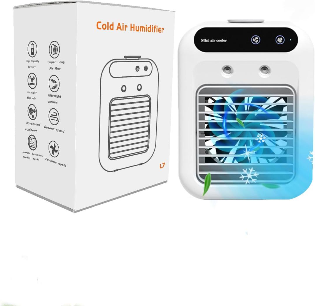 Portable Air Conditioners Fan, Evaporative Air Cooler, USB-C Personal Mini Air Conditioner Touch Screen Desktop Cooling Fan for for Home Room Camping Car Office