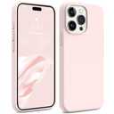 AOTESIER Shockproof for iPhone 15 Pro Case, [Food Grade Silicone] Phone Case [Military Drop Protection] with Soft Anti-Scratch Microfiber Lining, 6.1 inch, Chalk Pink