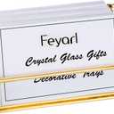 Feyarl Gold Glass Business Card Holder Desktop Name Card Display Office Business Card Stand Organizer Storage for Meeting Store Reception Exhibition (1 slot)