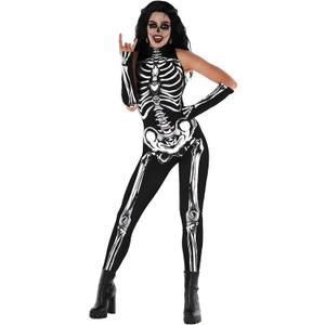 Morph - Women's Skeleton Bodysuit Costume - Sleeveless Halloween Skeleton Outfit for Women - Spooky Party Wear (XX-Large)