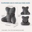 Lumbar Support Pillow (Pat. Pend) for Office Chair, Couch, Recliner & Car Seat, Ergonomic Back Support for Lower Back Comfort, with Adjustable Strap to Stay in Place, Steel Gray, 17.7"
