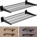 Garage Wall Shelving 24"x12" 2-Pack, Wire Wall Shelves, Black