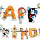 2 x Dog Birthday Garland  Photographic Puppy Faces Happy Birthday Banner, Funny Puppy Bday Party Decoration, Easy Assembly, Reusable Dog Birthday Party Supplies