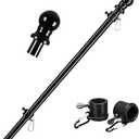 Barcetine Black Flag Poles for Outside House - 6ft Tangle Free Flag Pole for House,Heavy Duty Metal Flagpole,Outdoor Flagpoles Residential for Porch,Fence (Without Bracket)